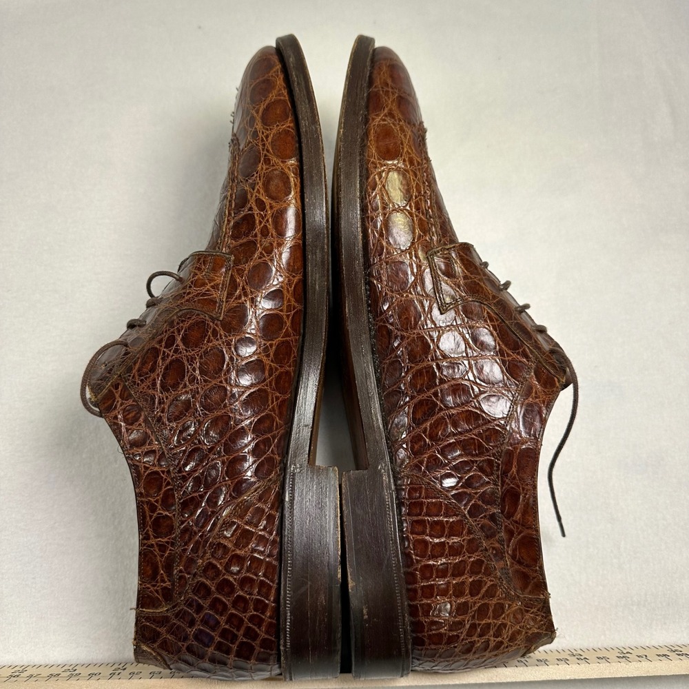 Davanzati Mens Brown Alligator Skin Split Toe Derby Dress Shoes Made in Italy 13
